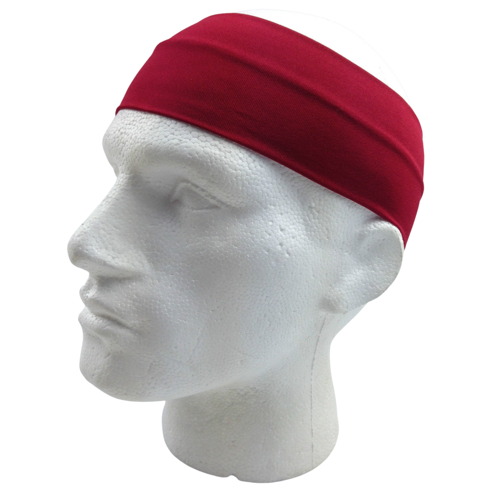 V563-14895-BURG-202502241629-00 PLAIN HEADBAND Elastic Stretch Sports Yoga Hair Band Unisex 8cm Wide Wrap - Burgundy - Image 1