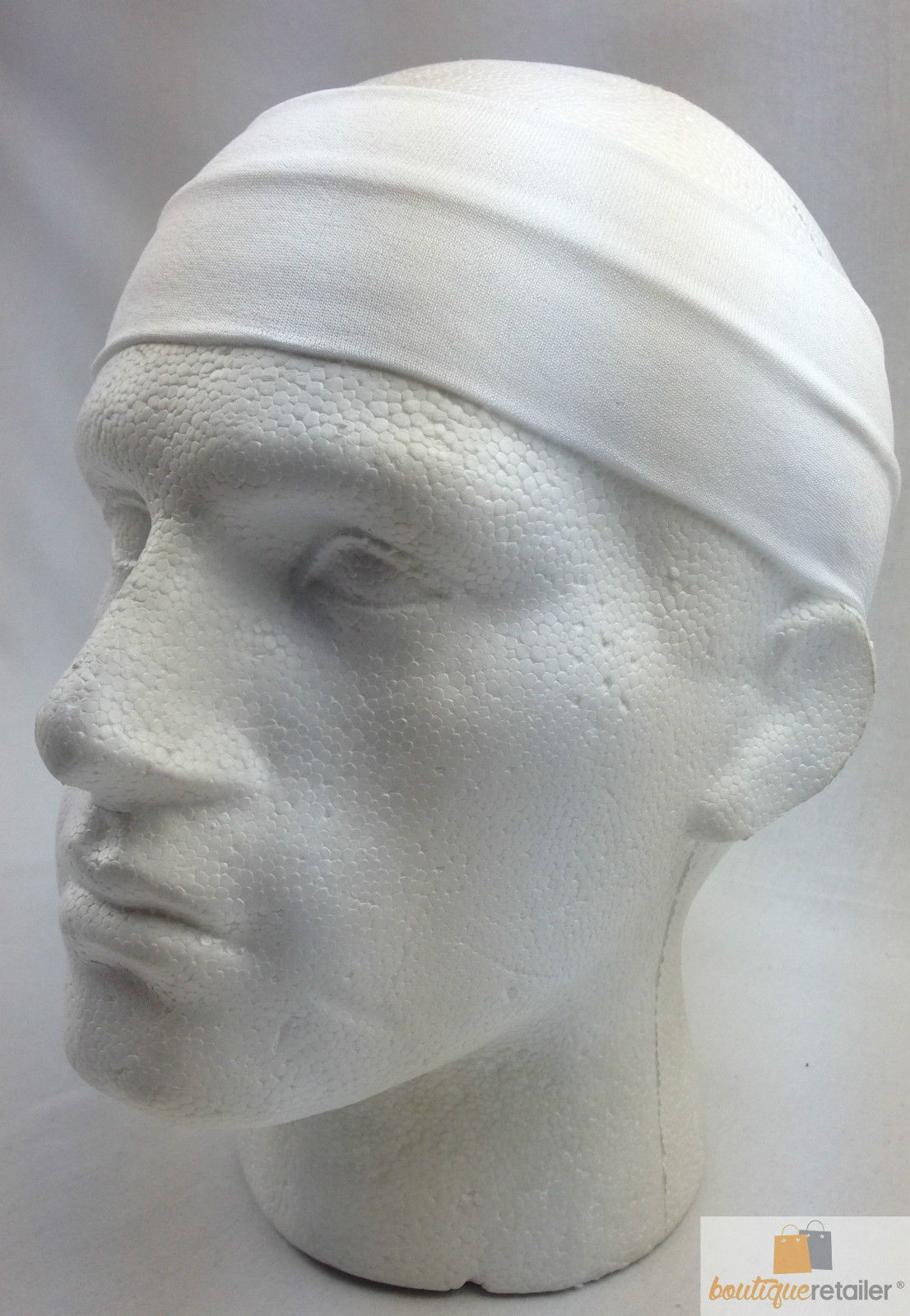 V563-14895-WHT-202502241631-00 PLAIN HEADBAND Elastic Stretch Sports Yoga Hair Band Unisex 8cm Wide Wrap - White - Image 1