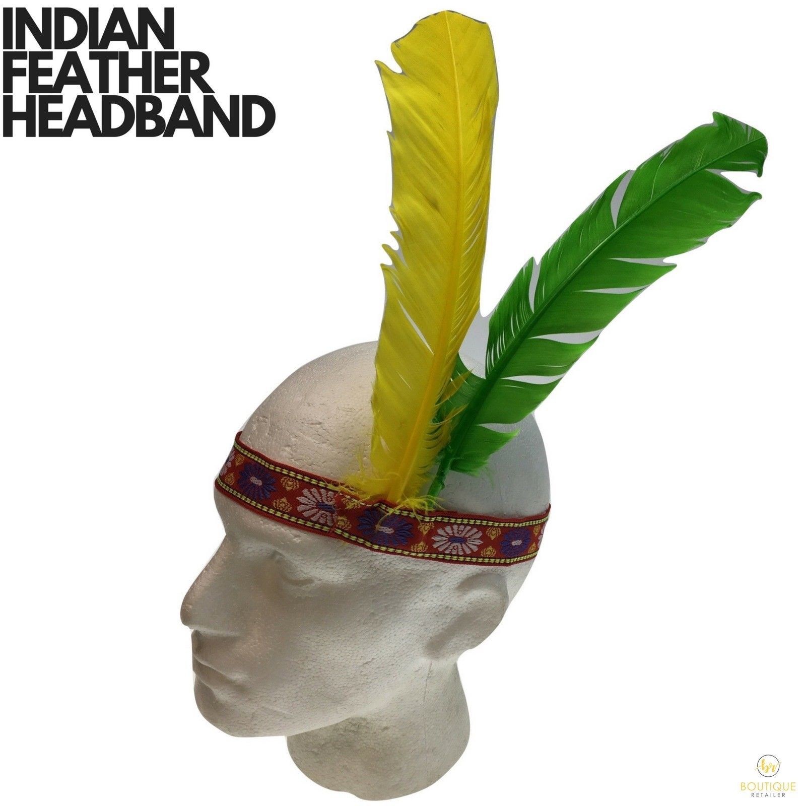 V563-14928-184953-06 INDIAN Two Feather Headband Headdress Fancy Dress Native American Costume Party - Image 7