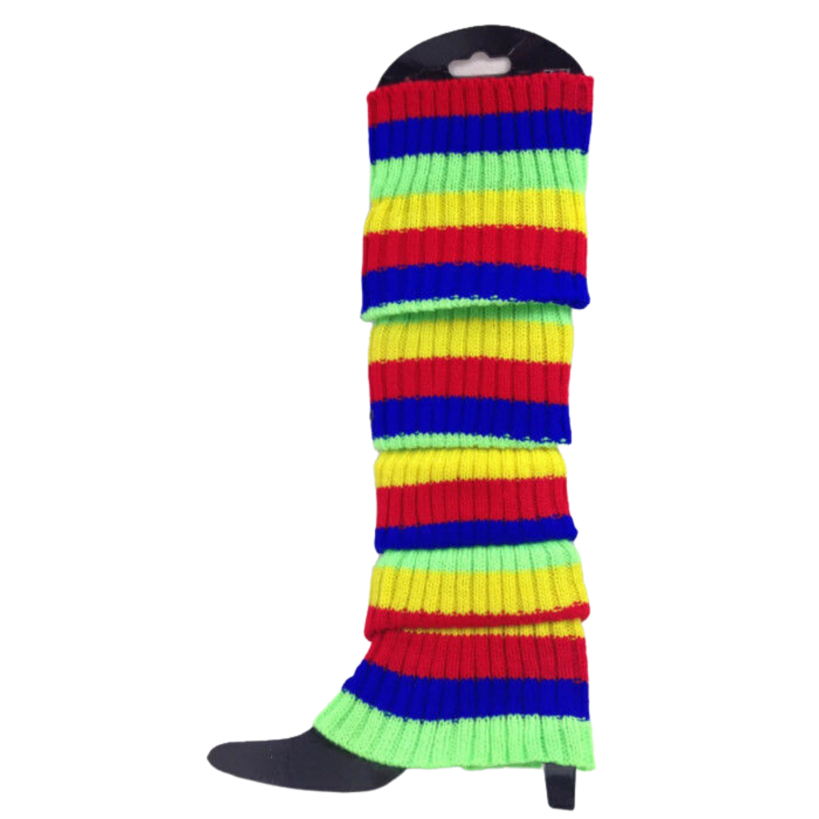 V563-15180-14-202503051502-01 RAINBOW LEG WARMERS Stocking Ribbed High Knitted Socks Chunky Dance 80s Party - Rainbow - Image 2