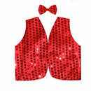 V563-17817-03-184788-01 Kids Sequin Vest Bow Tie Set Costume 80s Party Dress Up Waistcoat - Red - Image 2