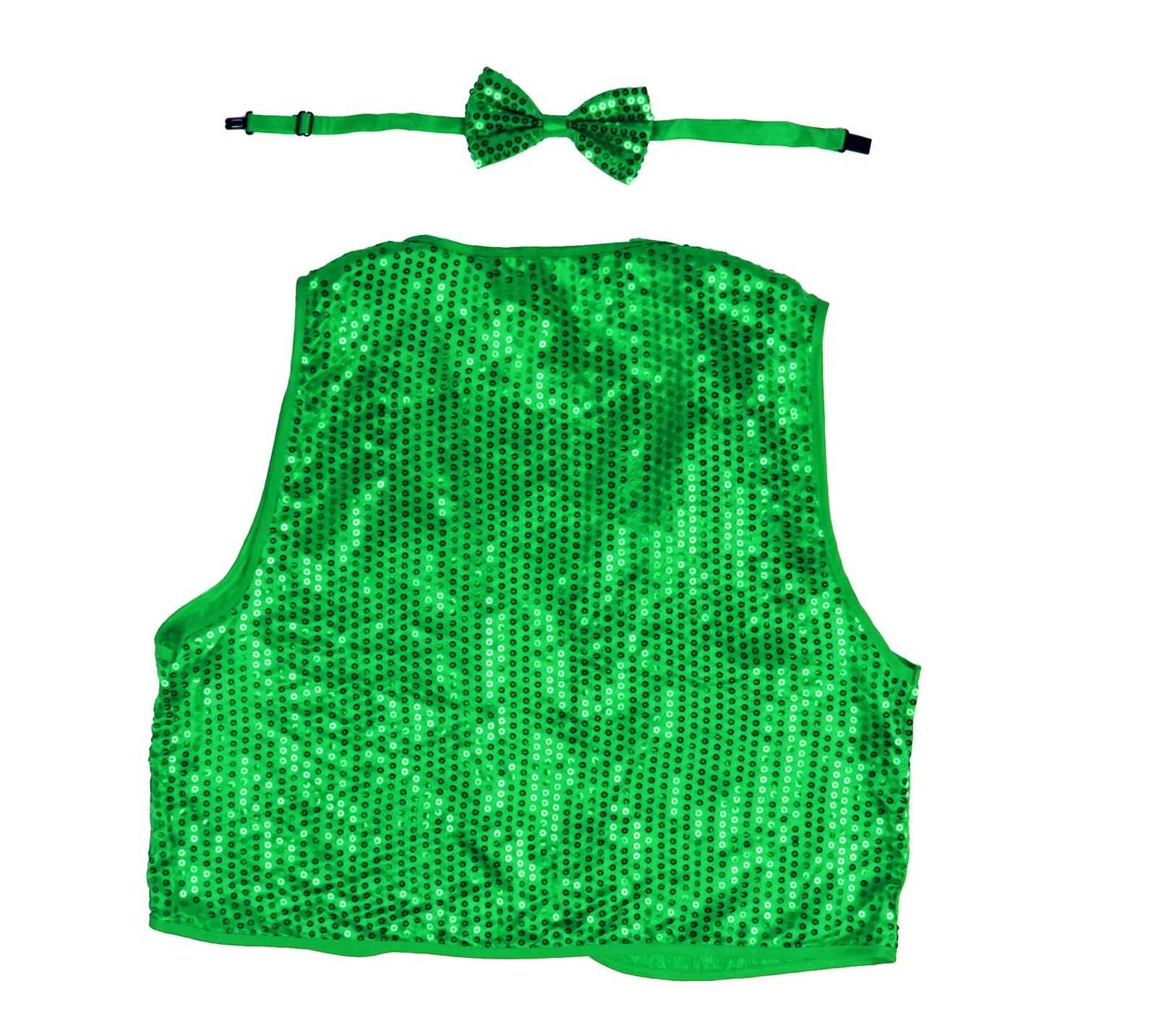 V563-17817-09-202503111635-00 Kids Sequin Vest Bow Tie Set Costume 80s Party Dress Up Waistcoat - Green - Image 3