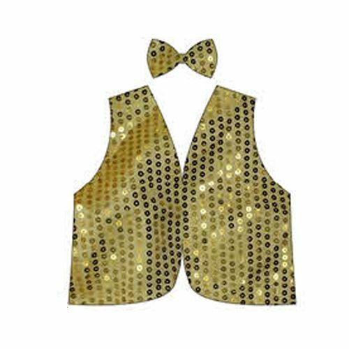 V563-17817-10-184816-01 Kids Sequin Vest Bow Tie Set Costume 80s Party Dress Up Waistcoat - Gold/Yellow - Image 2
