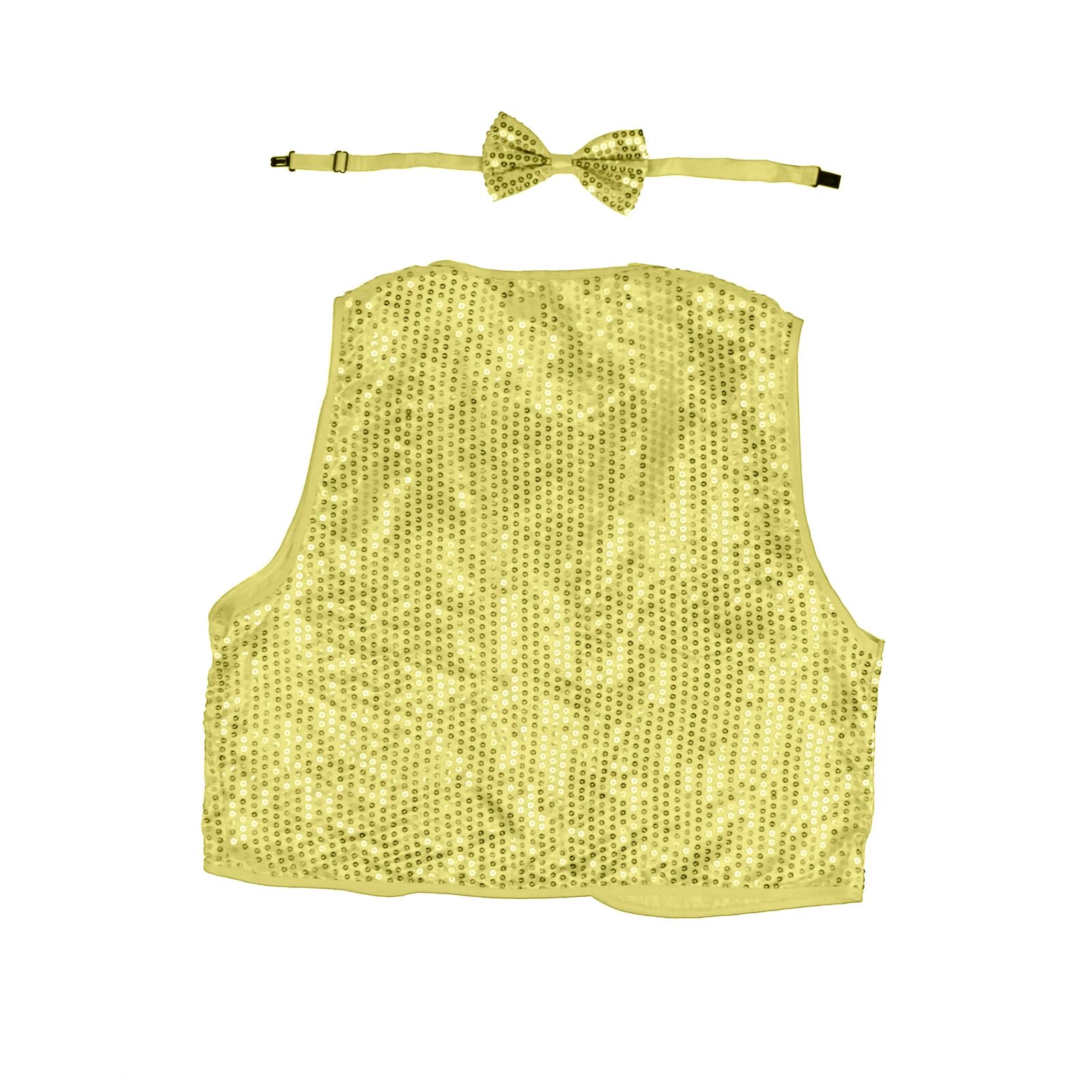 V563-17817-10-202503111636-00 Kids Sequin Vest Bow Tie Set Costume 80s Party Dress Up Waistcoat - Gold/Yellow - Image 3