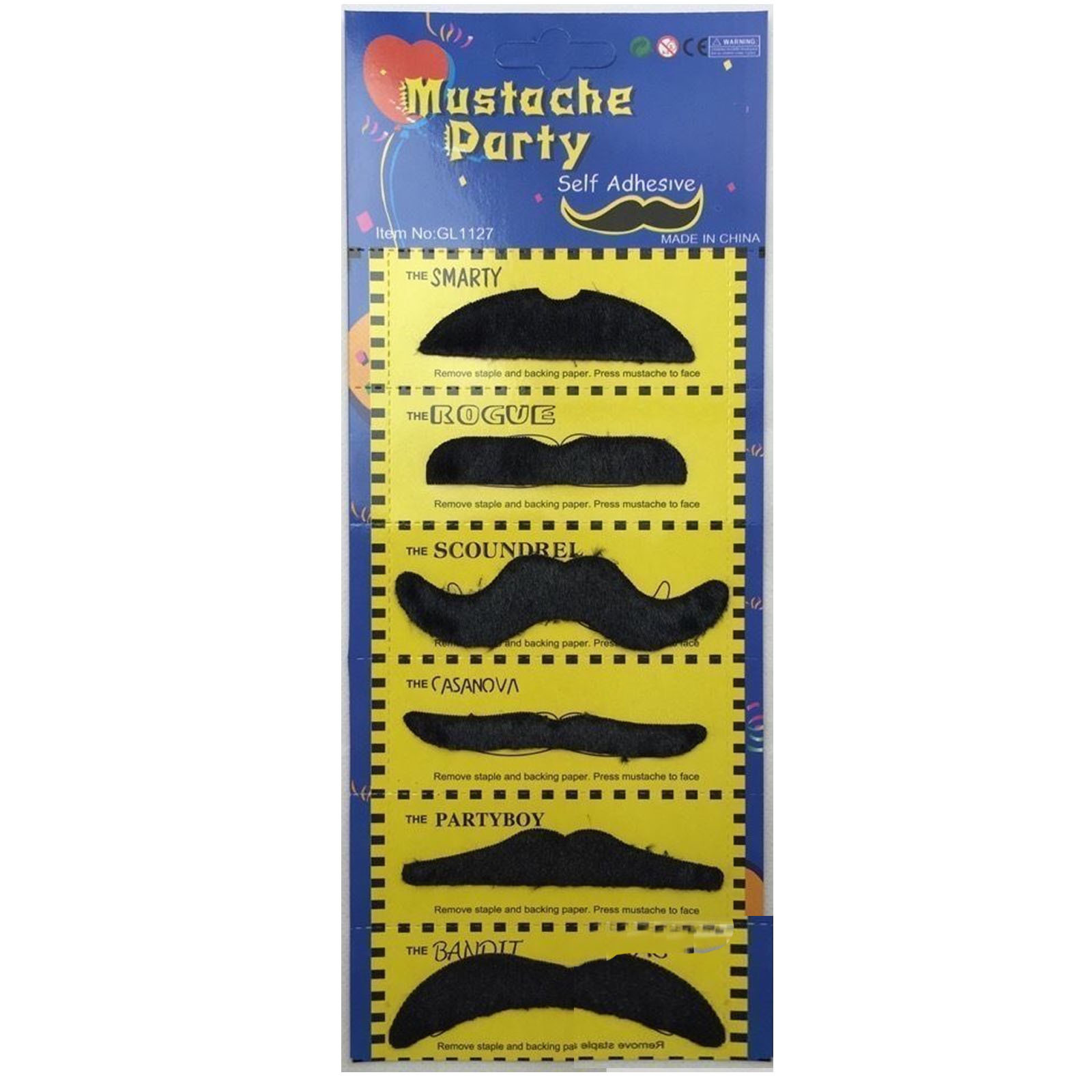 V563-18270-01-184802-01 PARTY MOUSTACHE 70s Fake Mustache Costume Fancy Dress Props Halloween Adhesive - Image 2
