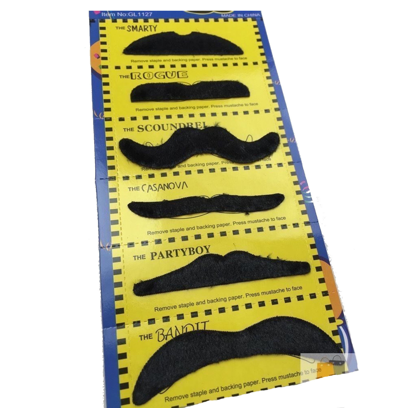 V563-18270-01-184802-02 PARTY MOUSTACHE 70s Fake Mustache Costume Fancy Dress Props Halloween Adhesive - Image 3