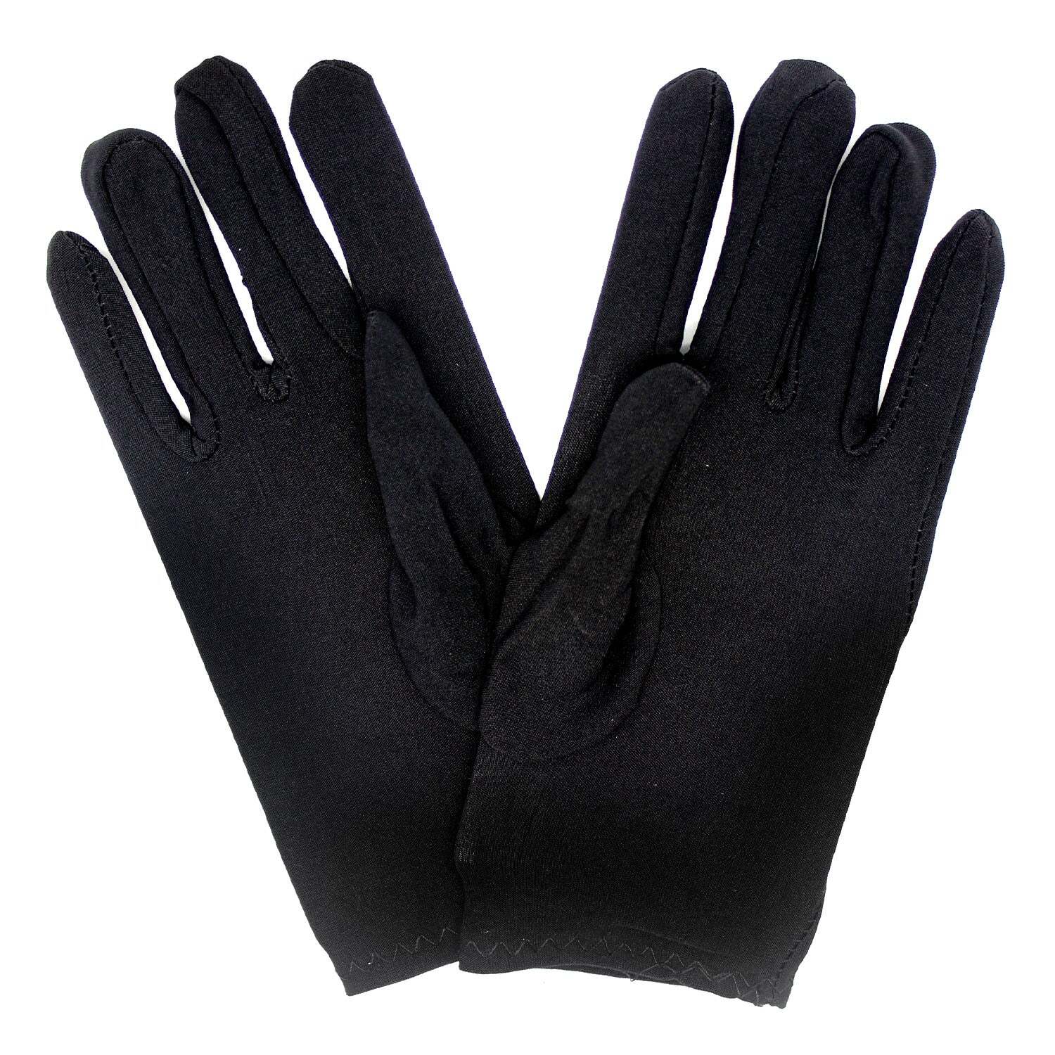 V563-18540-BLACK-184946-01 Ladies SHORT GLOVES Costume Party Wedding Bridal Fancy Dress Prom Stretchy - Black - One Size - Image 2