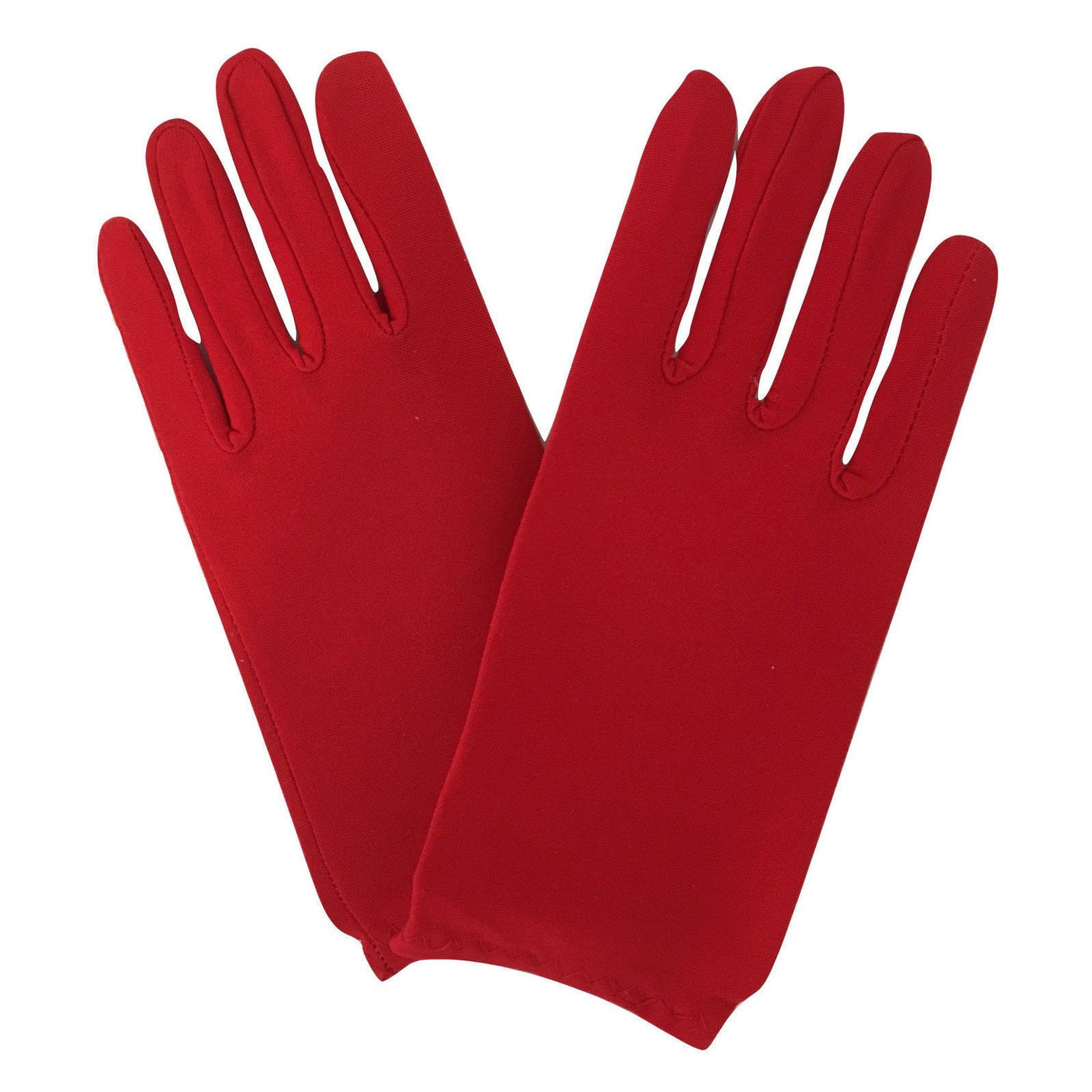 V563-18540-RED-184950-01 Ladies SHORT GLOVES Costume Party Wedding Bridal Fancy Dress Prom Stretchy - Red - One Size - Image 2