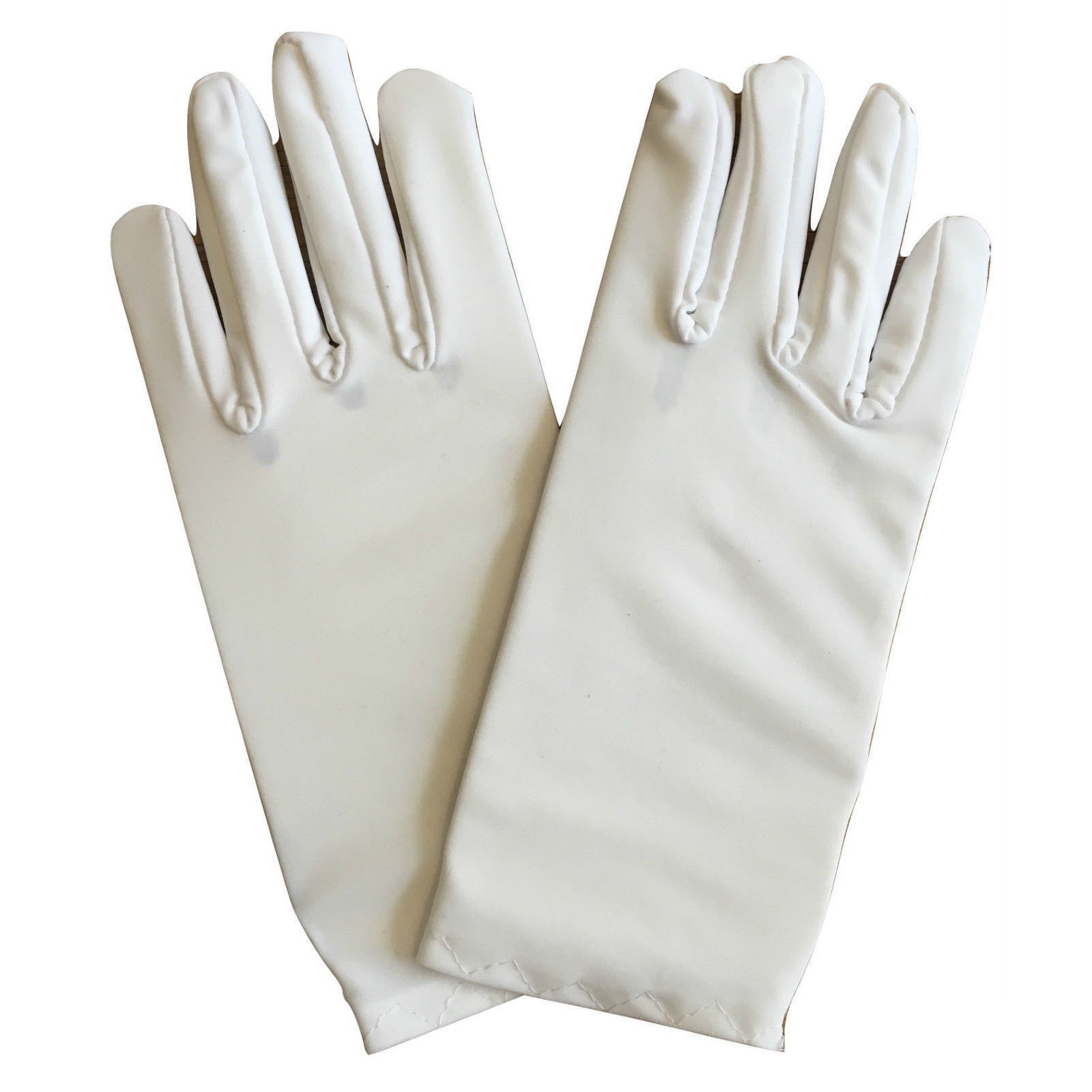 V563-18540-WHITE-184954-01 Ladies SHORT GLOVES Costume Party Wedding Bridal Fancy Dress Prom Stretchy - White - One Size - Image 2
