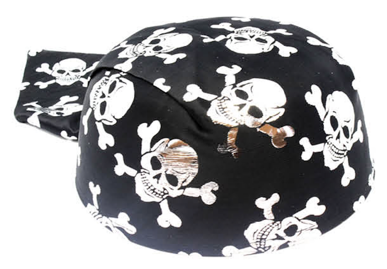 V563-19080-06-185683-01 Pirate Hat Bandana Style Fancy Dress Costume Halloween Caribbean - Black/Silver - Image 2
