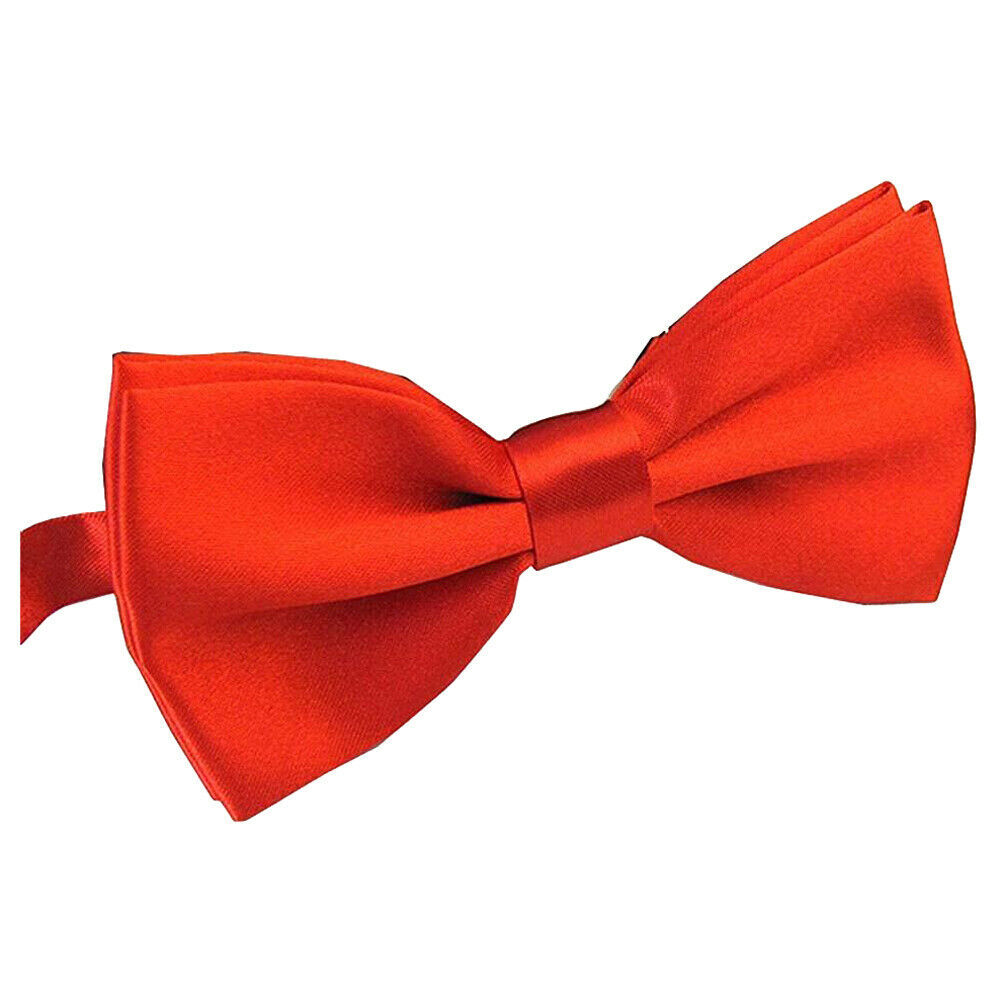 V563-19411-RED-185026-00 Mens BOW TIE Wedding Tuxedo Formal Bestman Necktie Classic Plain Party - Red - Image 1