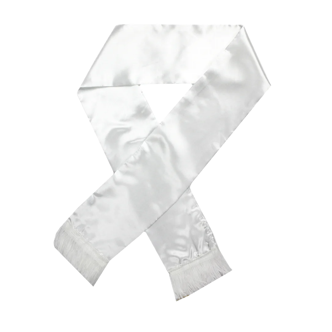 V563-19762-202504011219-00 Mens Gatsby 1920s Hollywood Gangster White Scarf Silky Soft with Tassels Costume - Image 3