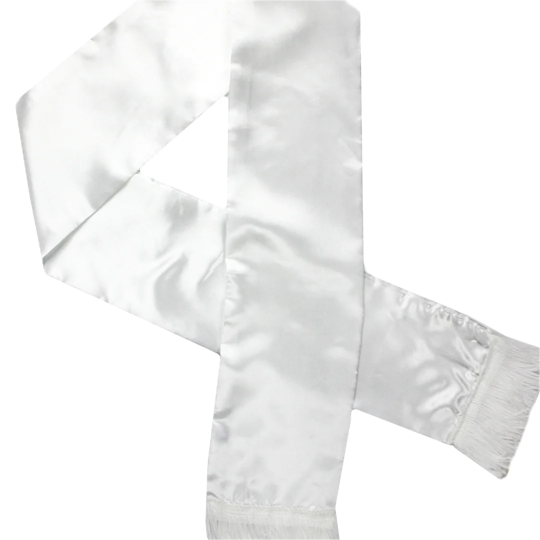 V563-19762-202504011219-01 Mens Gatsby 1920s Hollywood Gangster White Scarf Silky Soft with Tassels Costume - Image 4