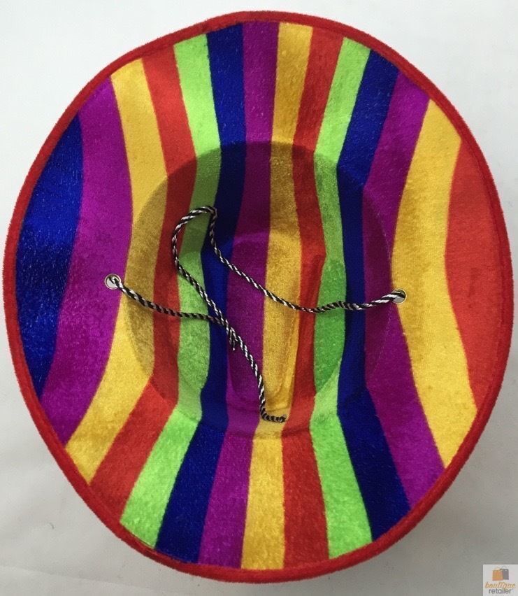 V563-21290-RAINBOW-184822-02 Rainbow Striped Cowboy Hat Trilby Fedora Clown Cap LGBT Gay Pride Party Costume - Image 3