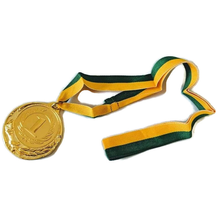 V563-2142-184664-04 METAL WINNER GOLD MEDAL 1st Party Favours Sports Day 40cm Ribbon - Green/Gold - Image 5