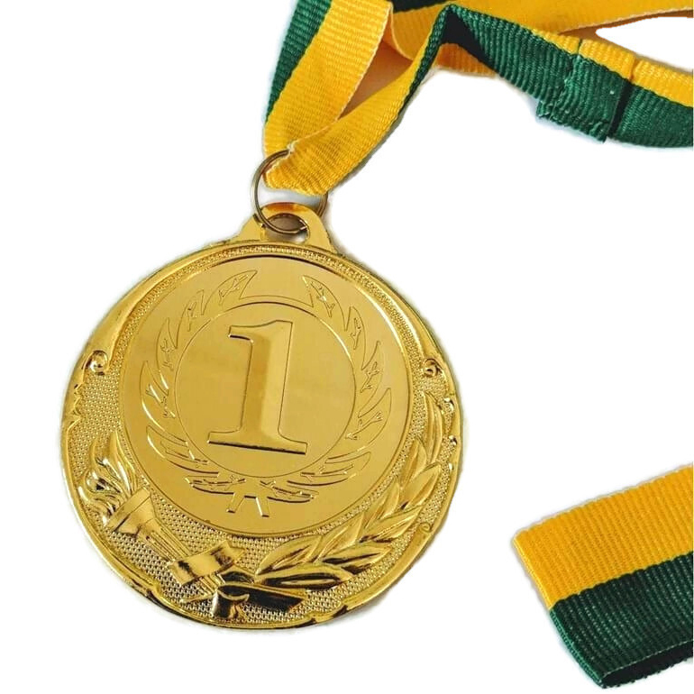 V563-2142-184664-06 METAL WINNER GOLD MEDAL 1st Party Favours Sports Day 40cm Ribbon - Green/Gold - Image 7