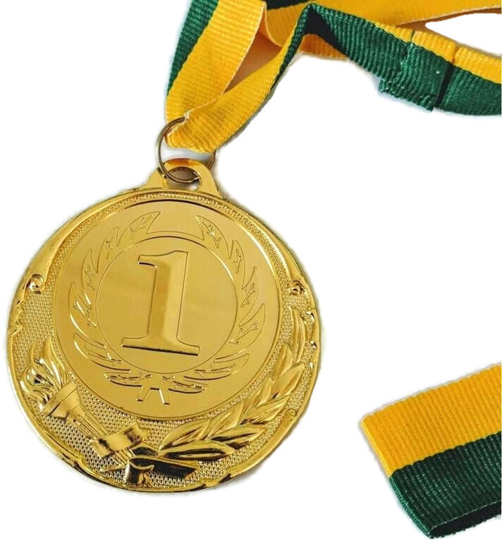 V563-2142-184664-07 METAL WINNER GOLD MEDAL 1st Party Favours Sports Day 40cm Ribbon - Green/Gold - Image 8