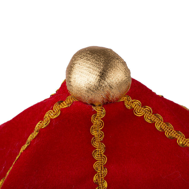 V563-21455-02-185744-04 KING HAT Crown Costume Accessory Halloween Prince Party Dress Soft Gold/Red Cap - Image 5