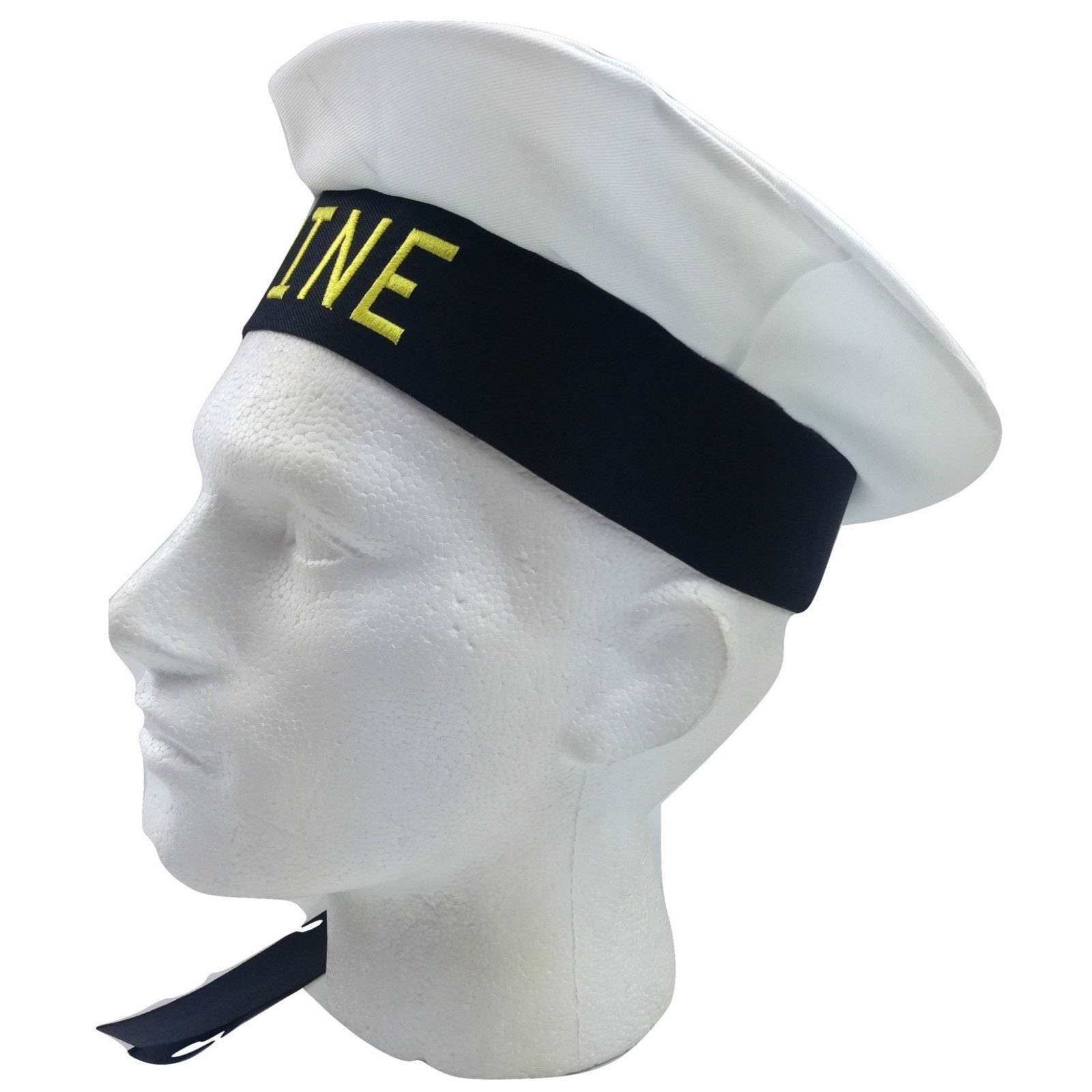 V563-21500-BLACK-184729-03 MARINE HAT Cap White BLACK Skipper Navy Sea Fancy Dress Sailor Costume Accessory - Image 4