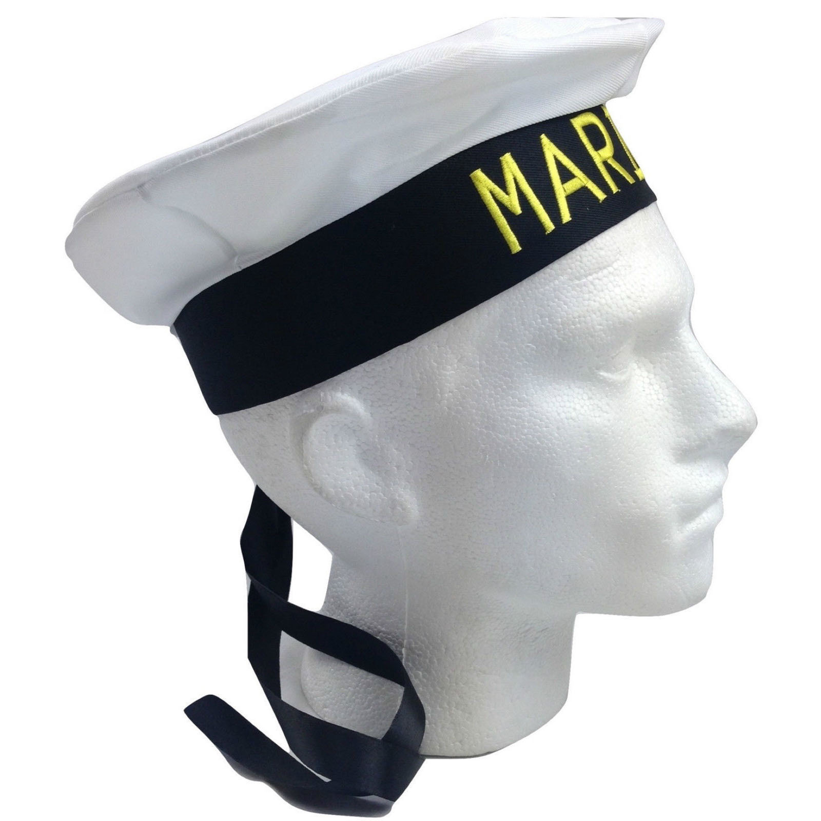V563-21500-BLACK-184729-04 MARINE HAT Cap White BLACK Skipper Navy Sea Fancy Dress Sailor Costume Accessory - Image 5