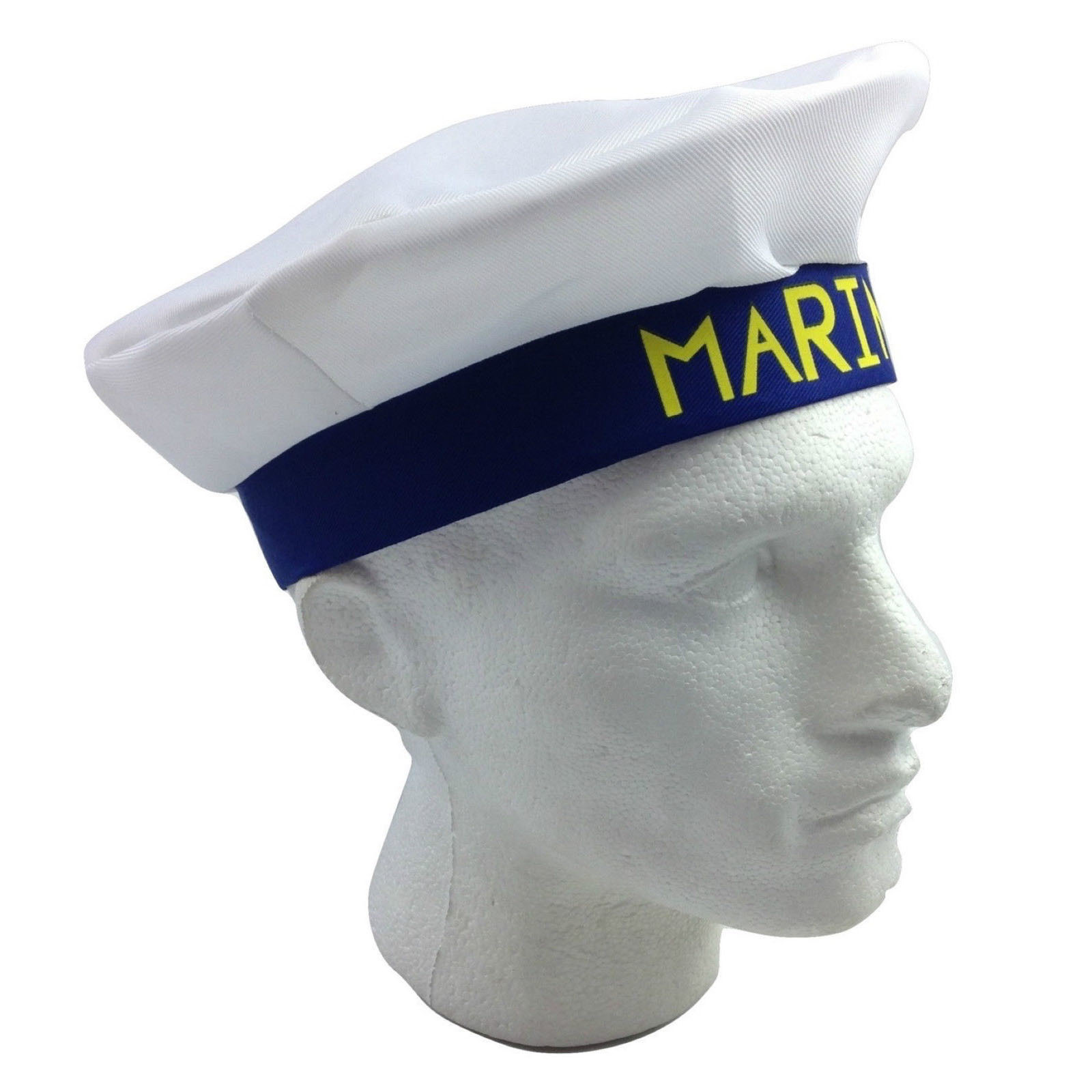 V563-21500-BLUE-184733-02 MARINE HAT Cap White NAVY Skipper Sea Fancy Dress Sailor Costume Accessory - Image 3