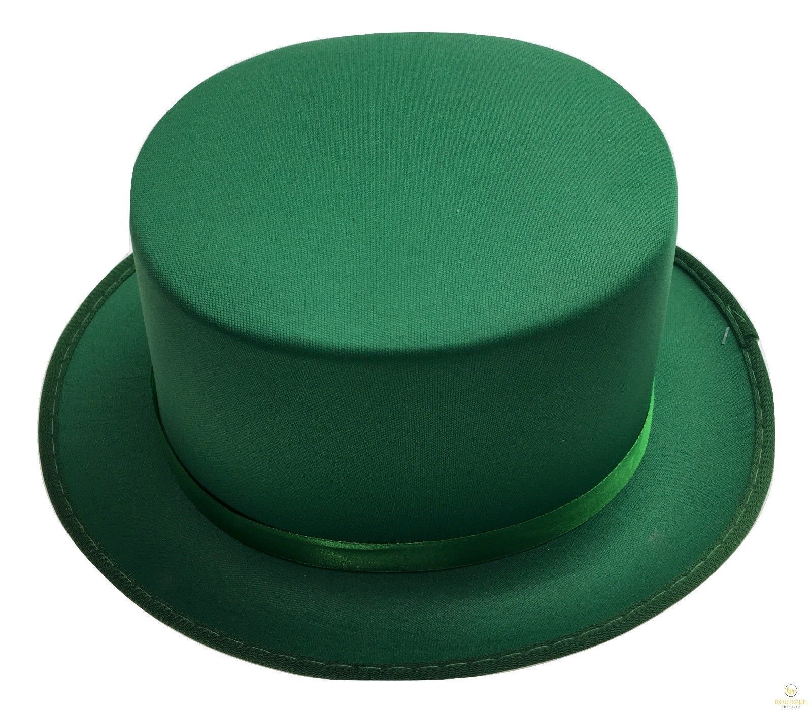 V563-21995-GRN-202503051525-02 SATIN TOP HAT Costume Party Cap Fancy Dress Trilby Fedora One Size - Green - Image 3