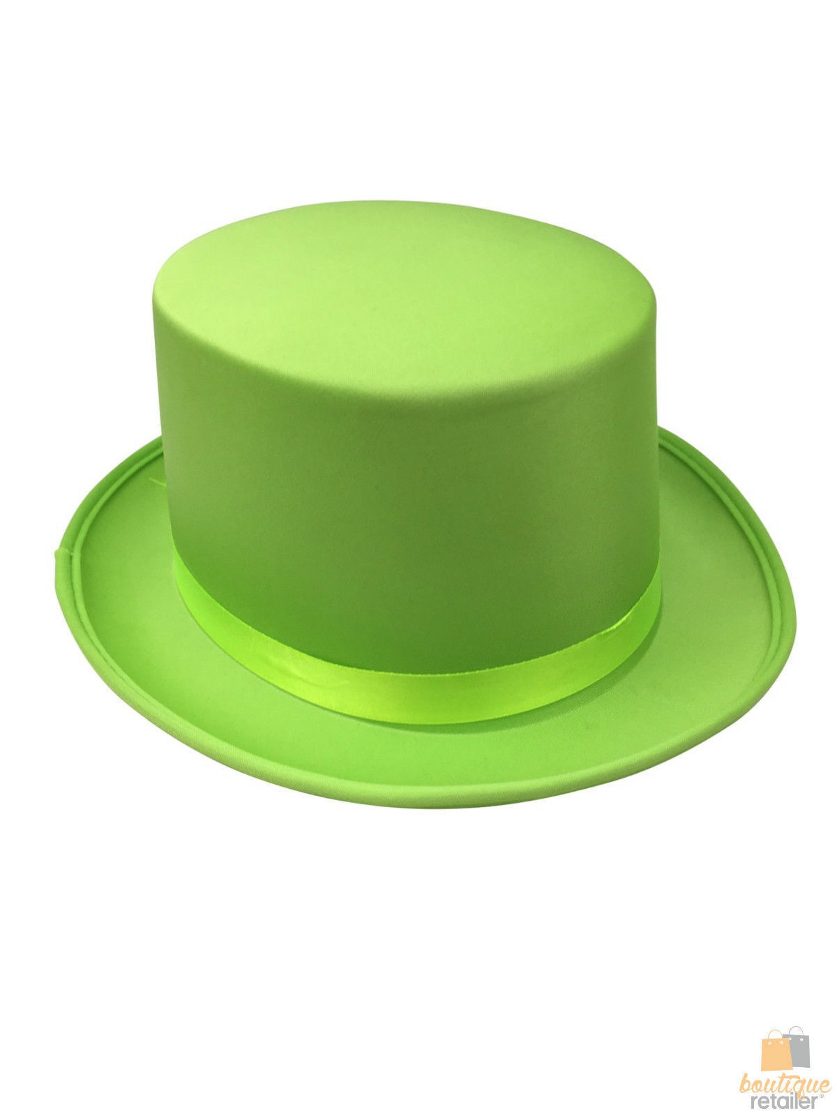 V563-21995-LTGRN-202503051530-02 SATIN TOP HAT Costume Party Cap Fancy Dress Trilby Fedora One Size - Light Green - Image 3