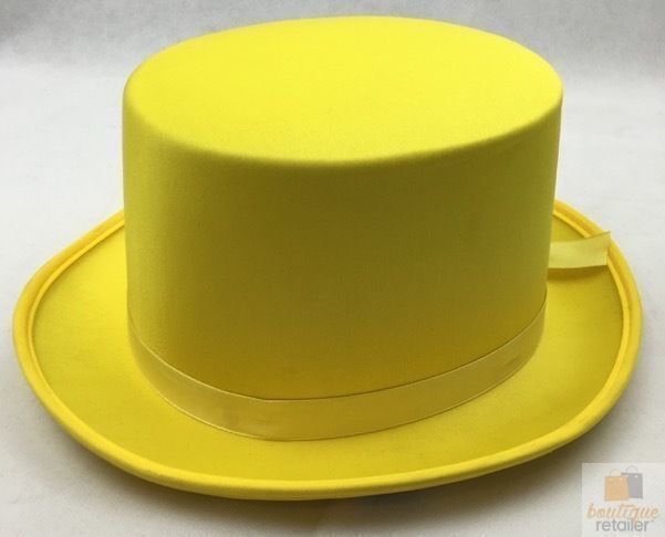 V563-21995-YLW-202503051550-02 SATIN TOP HAT Costume Party Cap Fancy Dress Trilby Fedora One Size - Yellow - Image 3