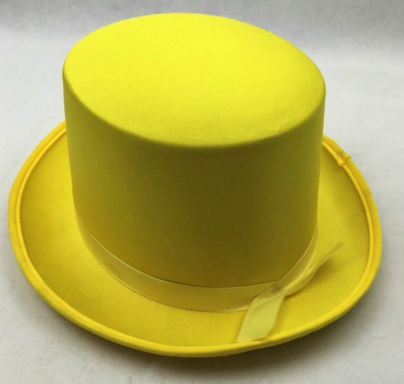 V563-21995-YLW-202503051550-03 SATIN TOP HAT Costume Party Cap Fancy Dress Trilby Fedora One Size - Yellow - Image 4