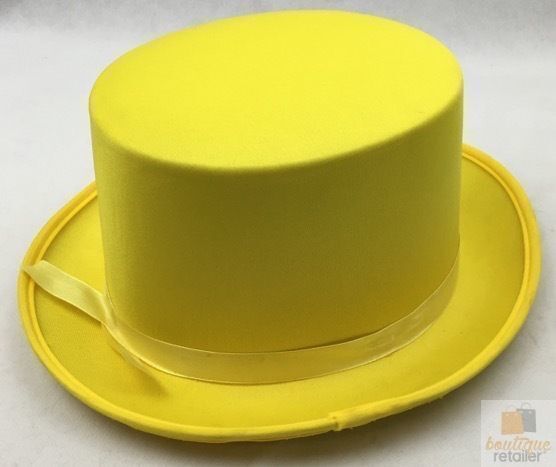V563-21995-YLW-202503051550-04 SATIN TOP HAT Costume Party Cap Fancy Dress Trilby Fedora One Size - Yellow - Image 5