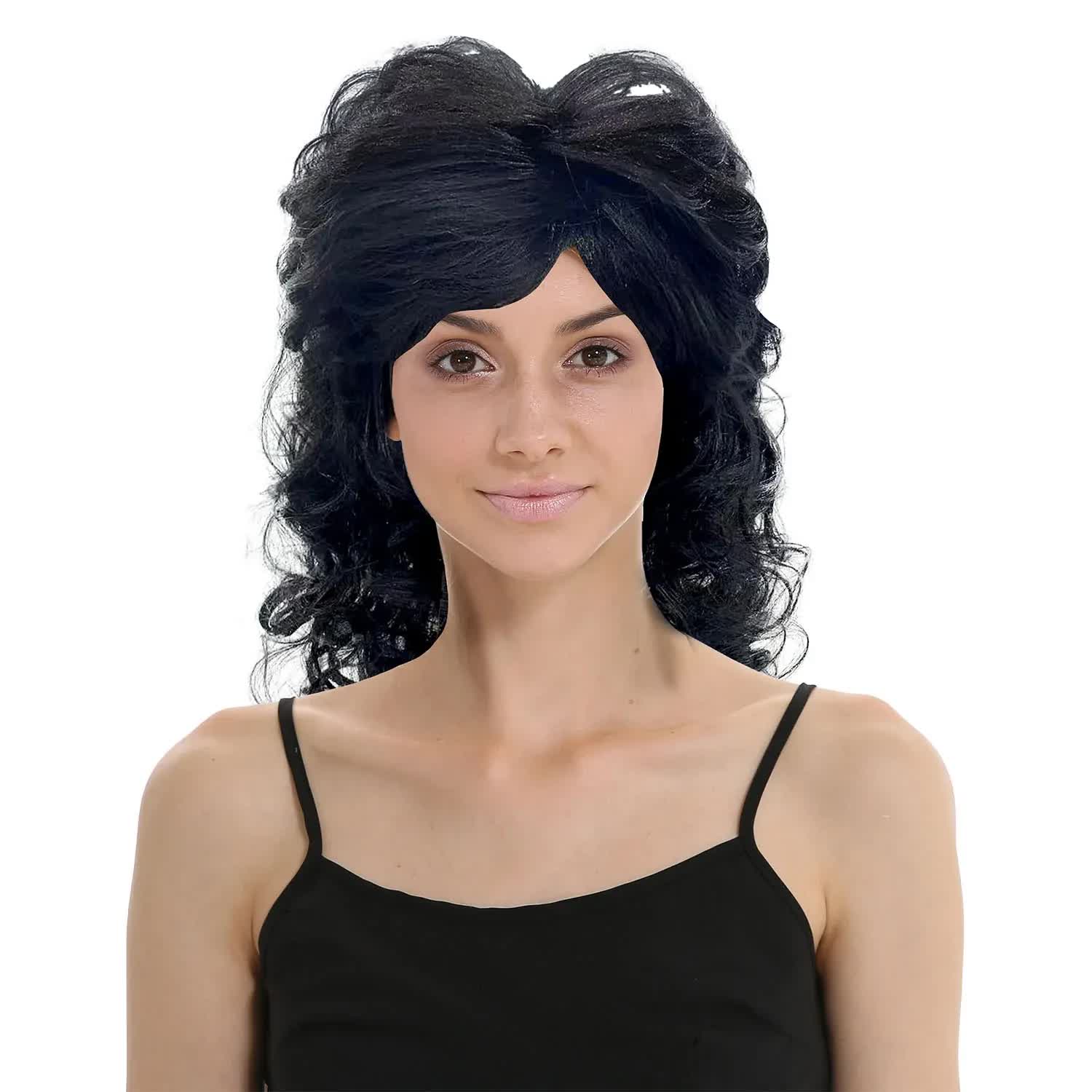 V563-22425-BLK-202504071435-01 RETRO WIG Curly Long Hair Disco Punk Rock Party Costume 60s 70s 22425 - Black - Image 2
