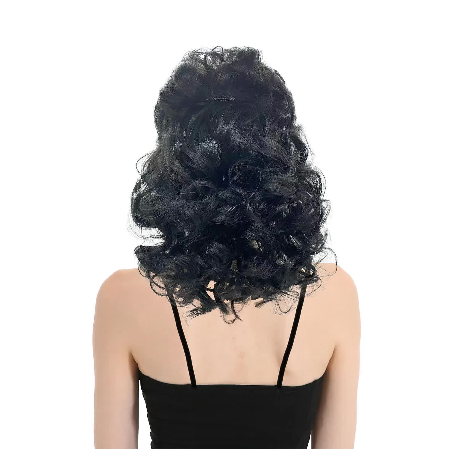 V563-22425-BLK-202504071435-02 RETRO WIG Curly Long Hair Disco Punk Rock Party Costume 60s 70s 22425 - Black - Image 3