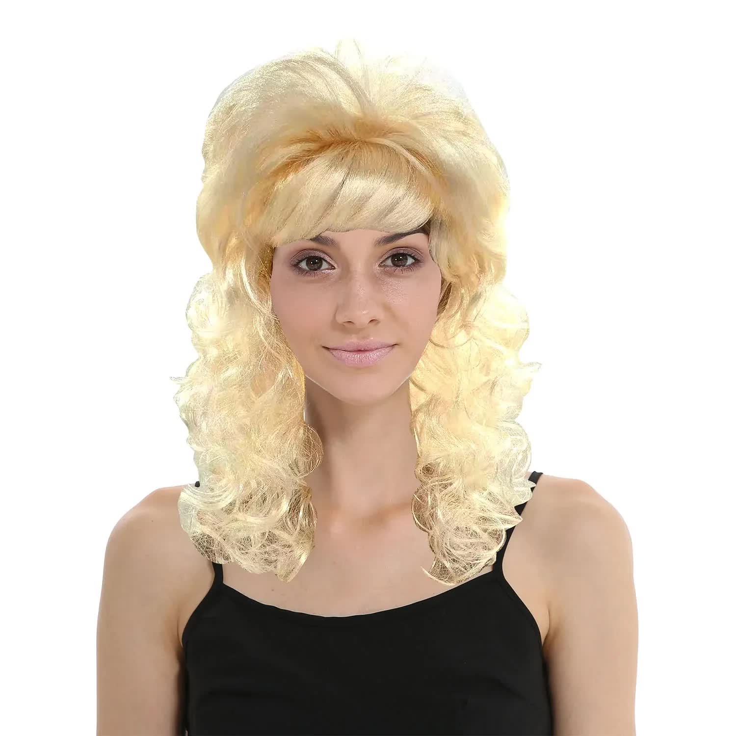 V563-22425-BLONDE-202504071436-01 RETRO WIG Curly Long Hair Disco Punk Rock Party Costume 60s 70s 22425 - Blonde - Image 2