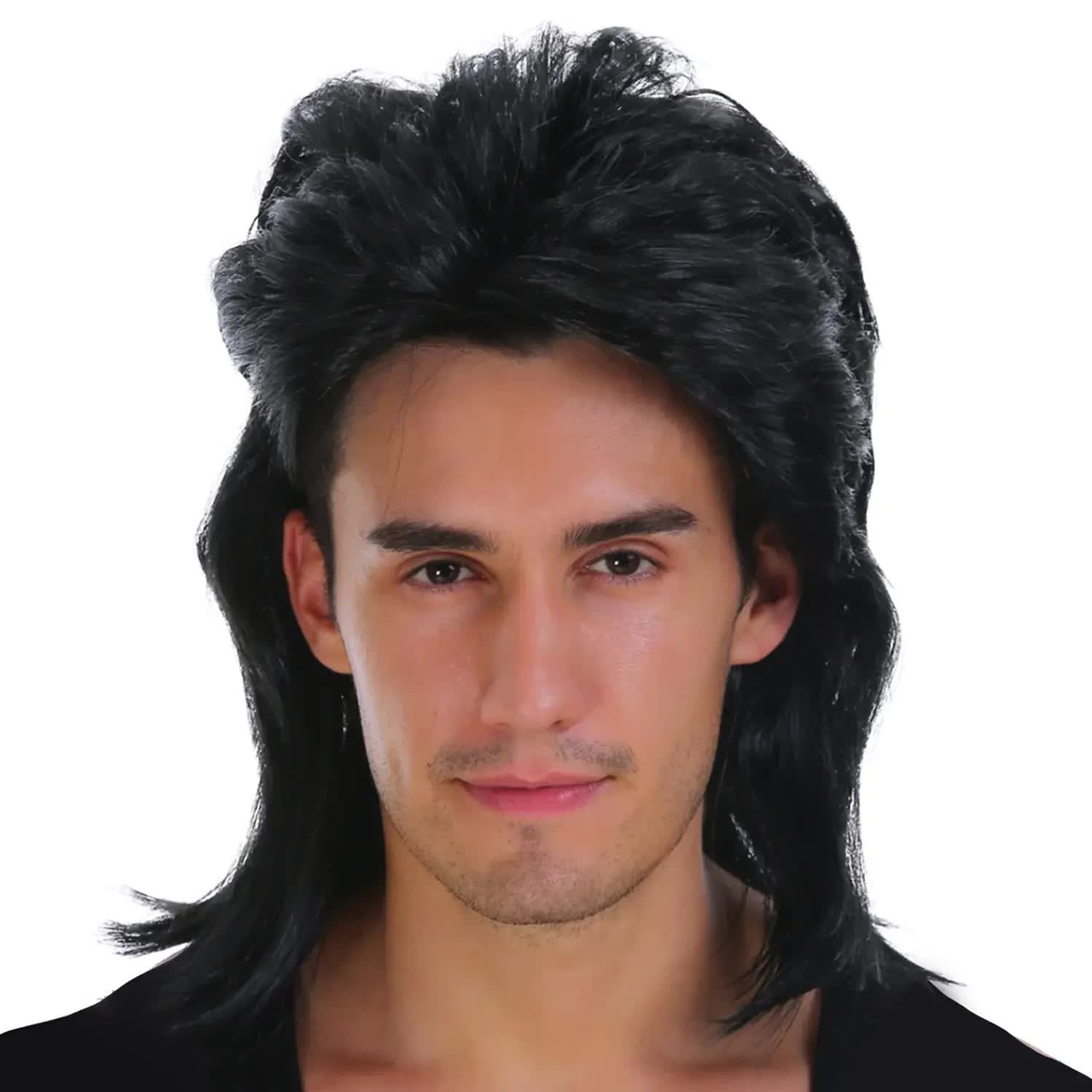 V563-22601-218198-02 Mullet Wig 80s Party Costume Rock Bogan Punk 70s 90s Hair - Black - Image 3