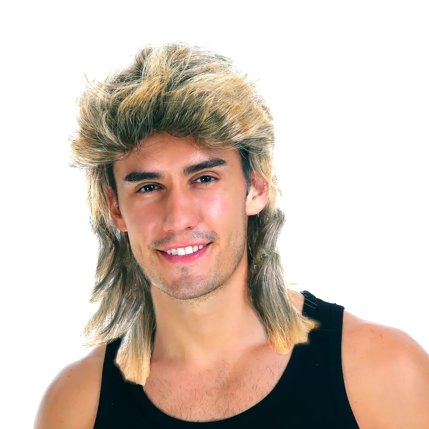 V563-22602-184413-02 Mullet Wig Hair Costume Party Dress Up 70s 80s Aussie Bogan Rock - Golden Blonde - Image 3