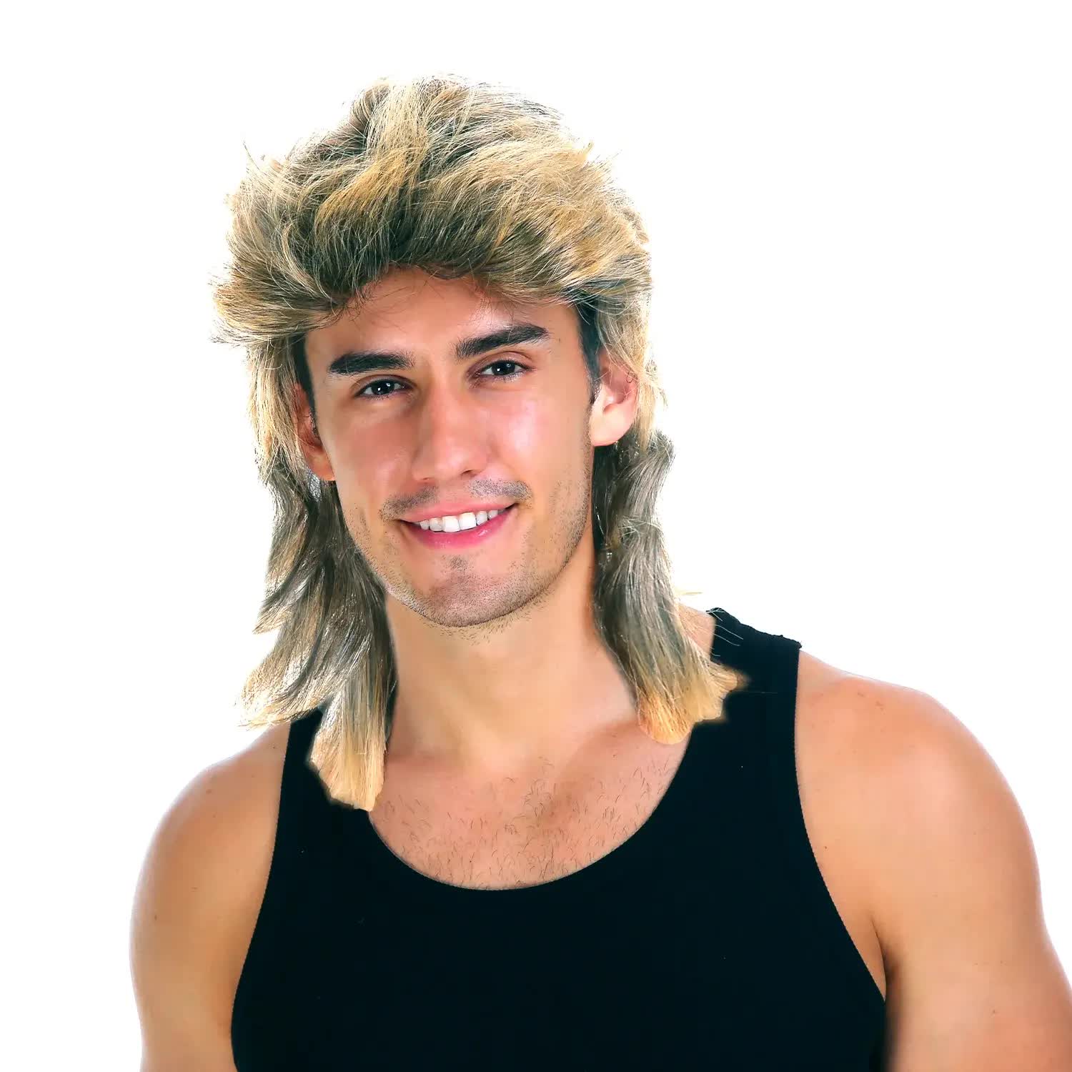 V563-22602-184413-03 Mullet Wig Hair Costume Party Dress Up 70s 80s Aussie Bogan Rock - Golden Blonde - Image 4