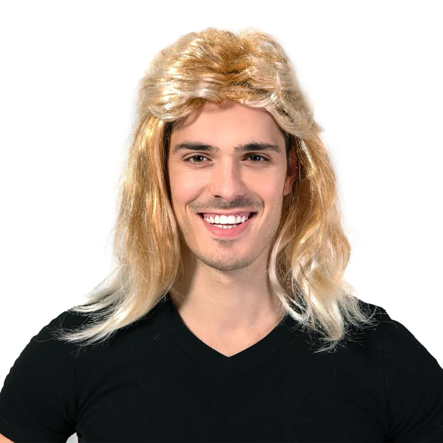 V563-22603-184856-02 Mullet Wig 80s Party Costume Rock Bogan Punk 70s 90s Hair - Dirty Blonde - Image 3