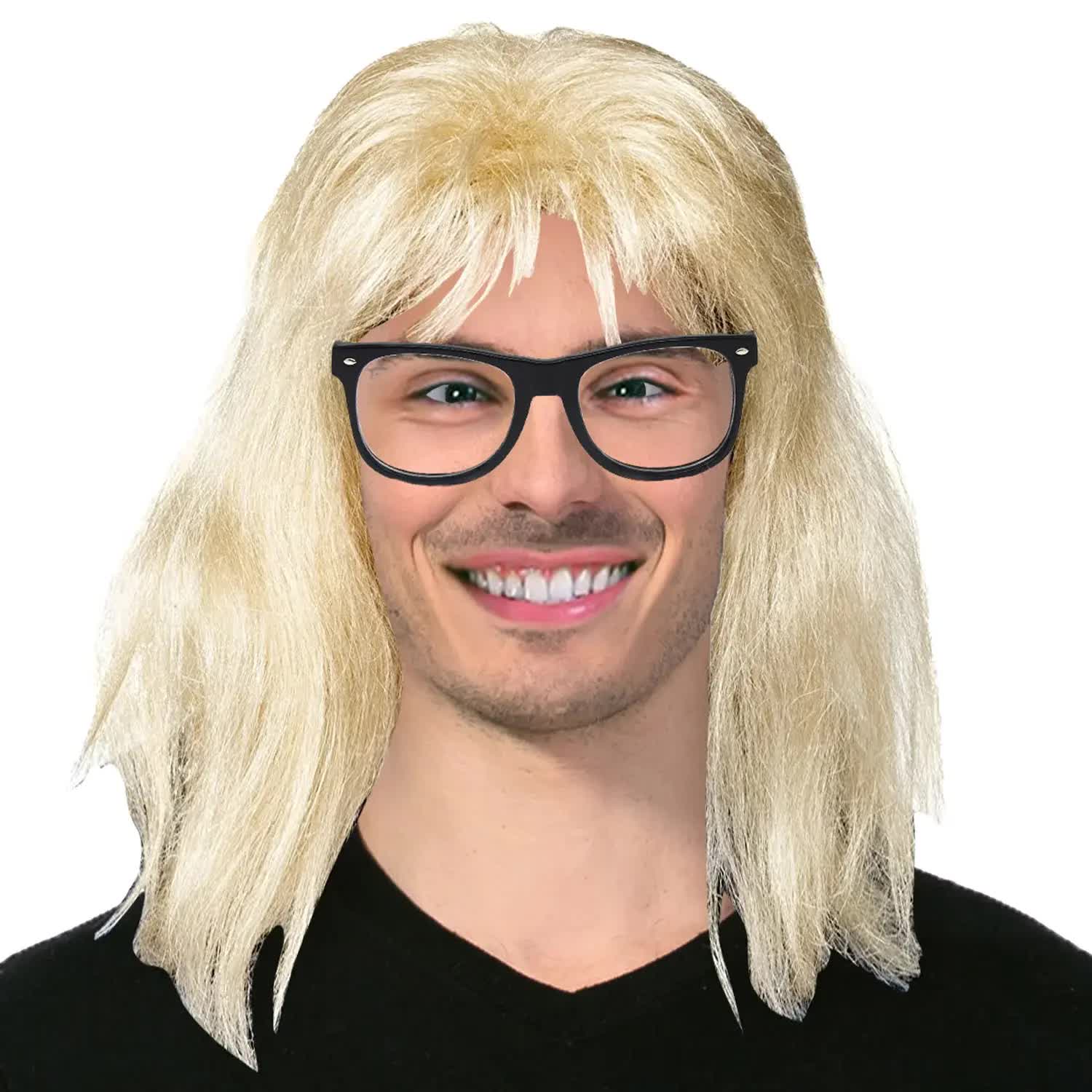 V563-22606-215808-01 Nerd Mullet Wig 80s Party Costume Rock Bogan Punk 70s 90s Hair - Image 2