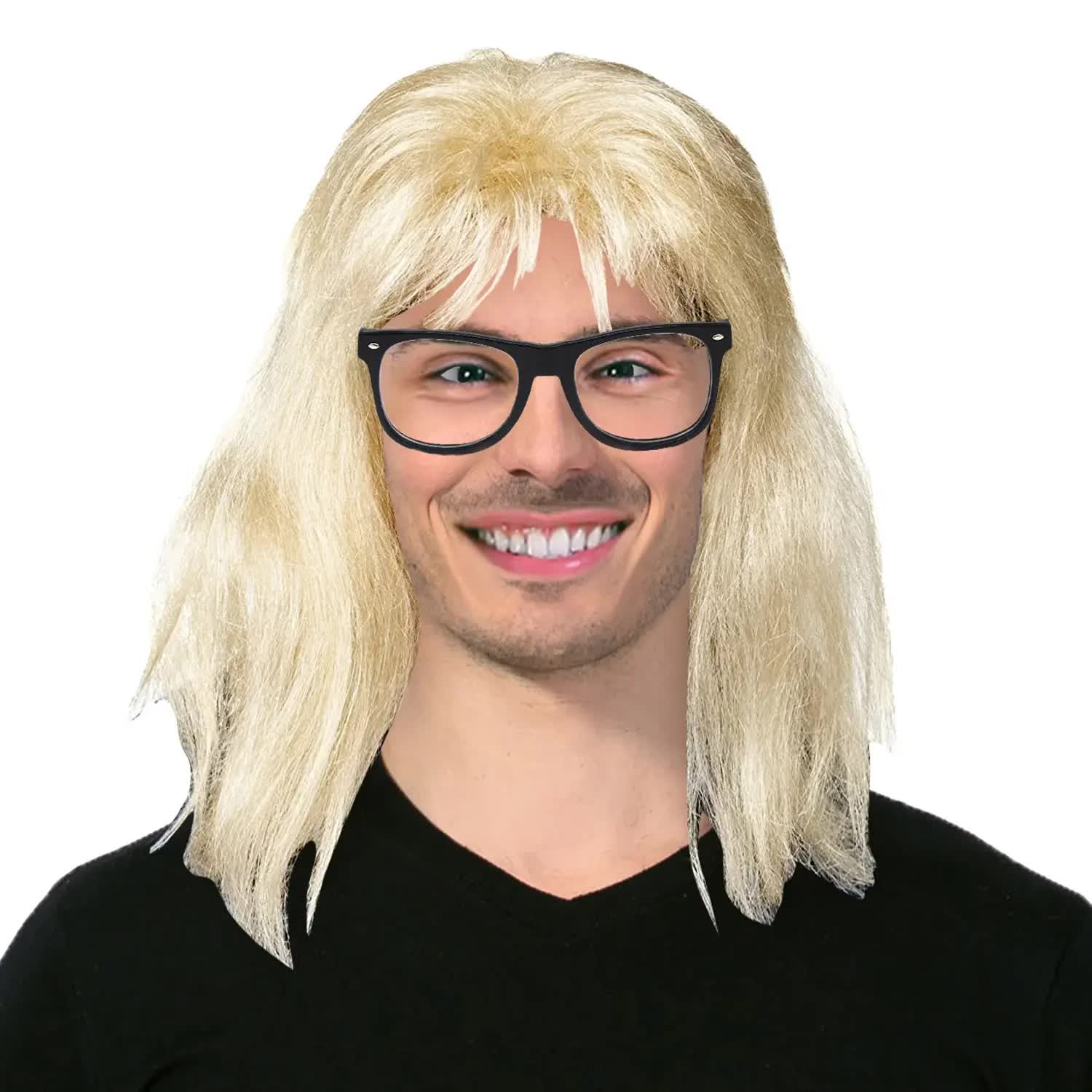 V563-22606-215808-02 Nerd Mullet Wig 80s Party Costume Rock Bogan Punk 70s 90s Hair - Image 3