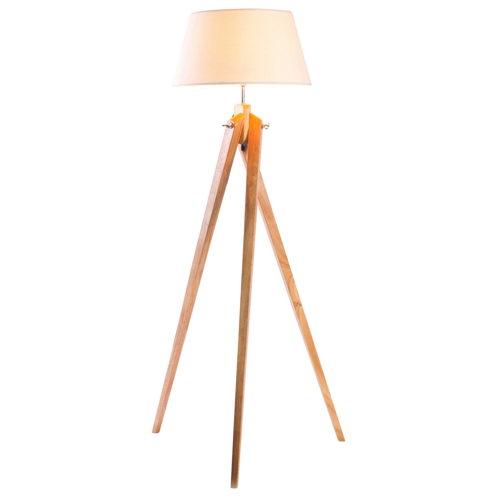V563-75037-150374-01 Large Tripod Floor Lamp Linen Shade Modern Bamboo Wooden Retro Twist Light - Image 2