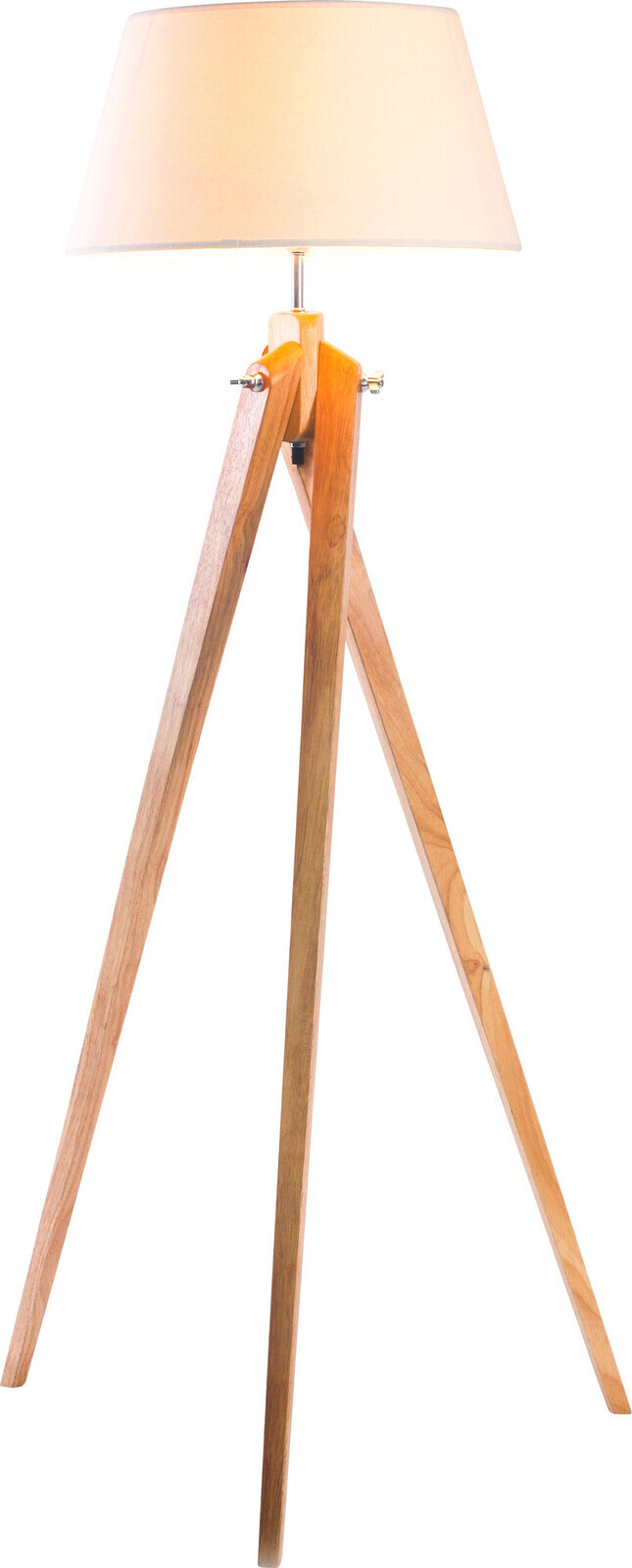 V563-75037-150374-03 Large Tripod Floor Lamp Linen Shade Modern Bamboo Wooden Retro Twist Light - Image 4