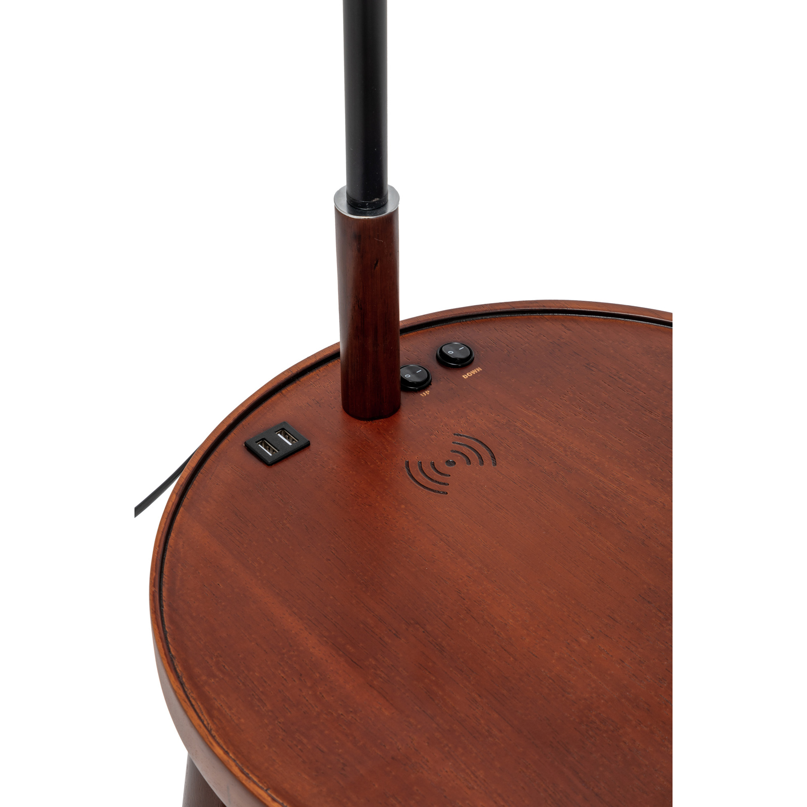 V563-75177-174356-03 Naples Tripod Floor Lamp Shelf Storage Drawer Bed Side Table Light w/ USB Charger - Image 4