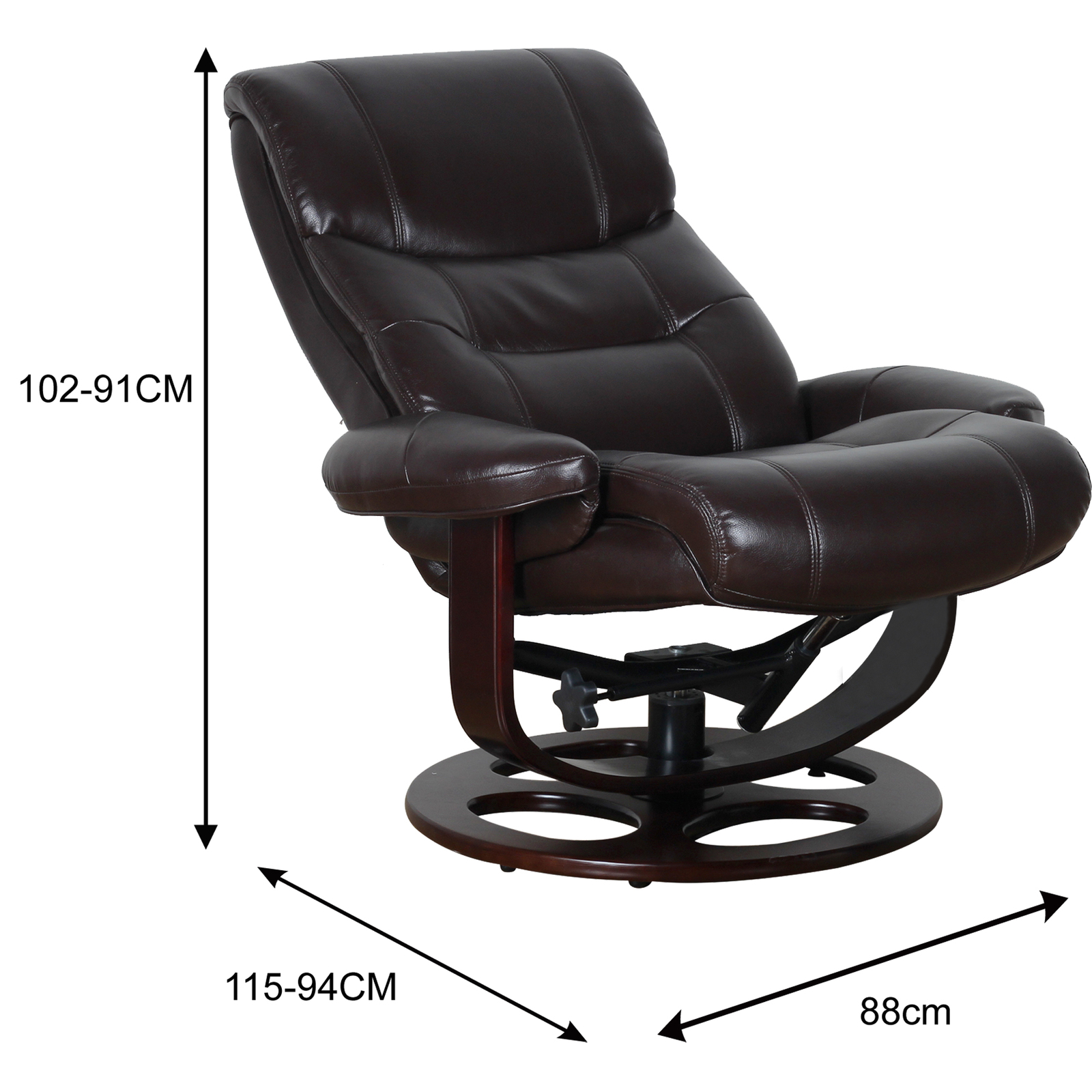 V563-75626-174045-10 Julio Faux Leather Premium Reclining Lounge Arm Chair w/ Ottoman Swivel Sofa - Image 11
