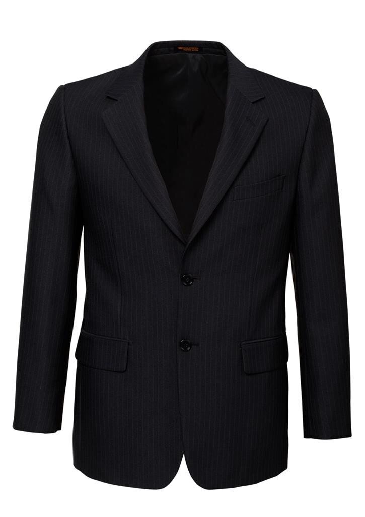 V563-80211-BLACK-137-202503051905-01 Mens Single Breasted 2 Button Suit Jacket Work Business - Pin Striped - Black - 137 - Image 2