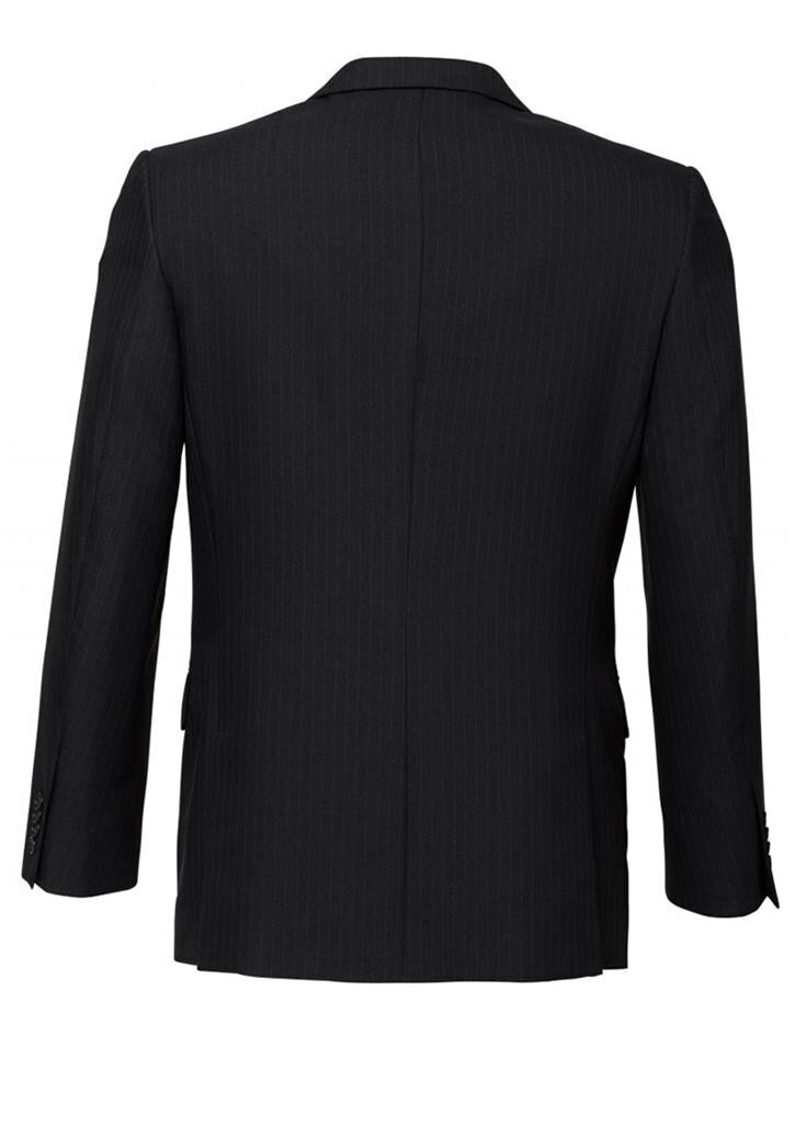 V563-80211-BLACK-137-202503051905-03 Mens Single Breasted 2 Button Suit Jacket Work Business - Pin Striped - Black - 137 - Image 4