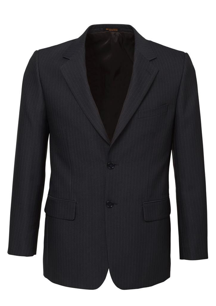 V563-80211-BLACK-137-202503051905-04 Mens Single Breasted 2 Button Suit Jacket Work Business - Pin Striped - Black - 137 - Image 5