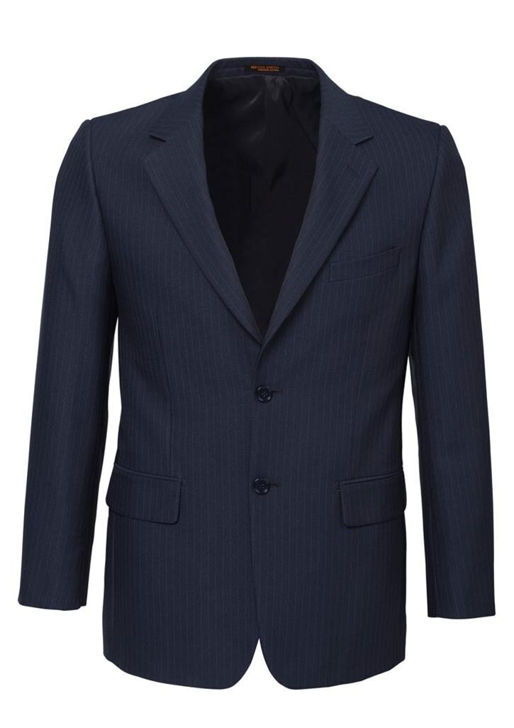 V563-80211-NAVY-127-202503052025-01 Mens Single Breasted 2 Button Suit Jacket Work Business - Pin Striped - Navy - 127 - Image 2