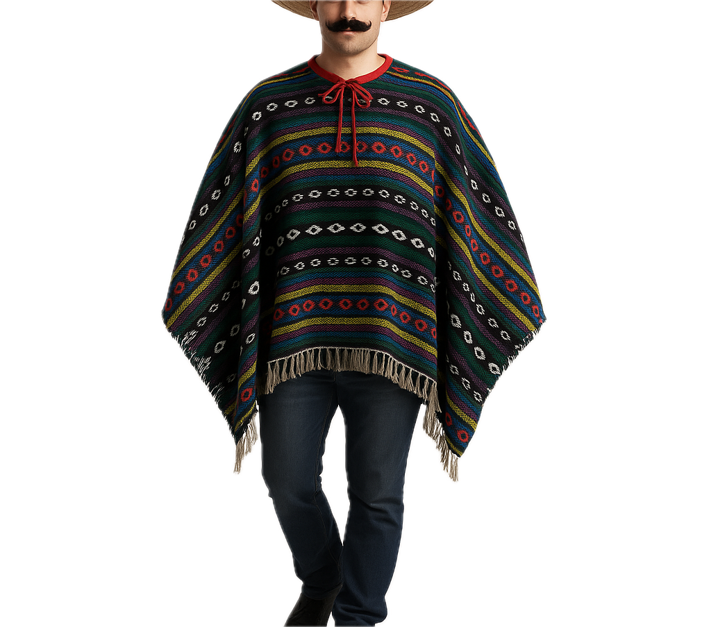 V563-BR-12467-202509011245-01 PREMIUM MEXICAN PONCHO Spanish Costume Wild West Cowboy Party Bandit  12467 - Image 2