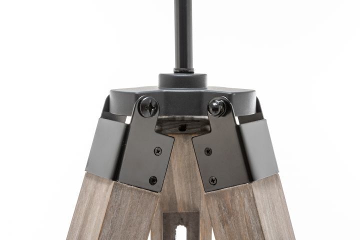 V563-BR-75006-202502261545-04 LARGE TRIPOD FLOOR LAMP Linen Shade Modern Light Retro Vintage Wooden - Image 5