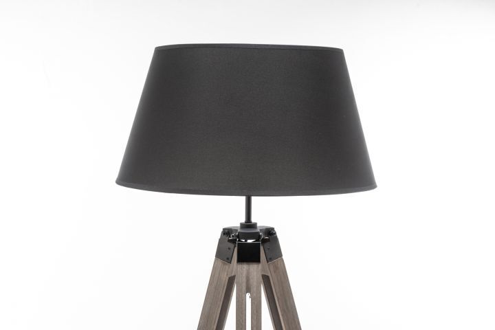 V563-BR-75006-202502261545-05 LARGE TRIPOD FLOOR LAMP Linen Shade Modern Light Retro Vintage Wooden - Image 6